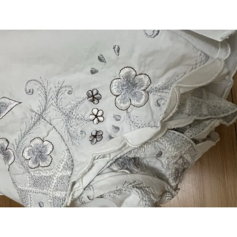 3PC Vintage JC Penney Full Sheet Set Floral Embroidered Butterfly Flower Cottage